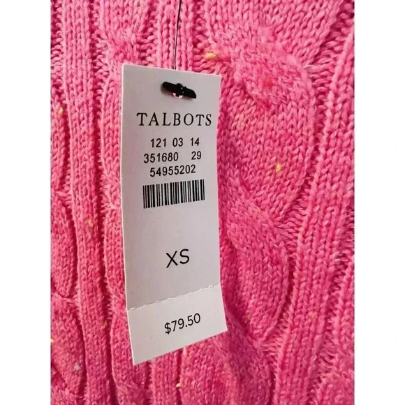 Talbots Sweater Women’s Pink Medium Pullover Cable Knit Long Sleeve NWT - Picture 4 of 5
